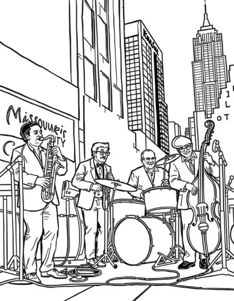 (Missouri) A jazz band playing in Kansas City
