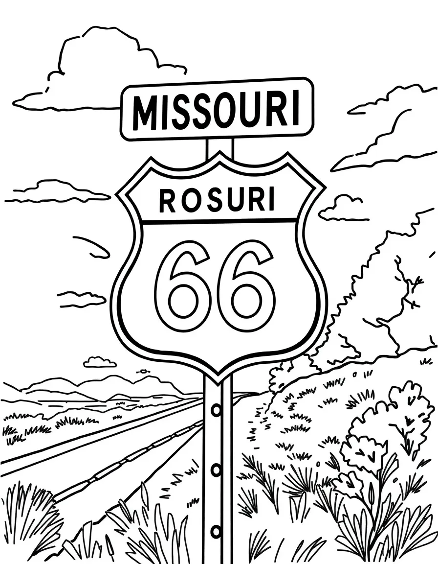 (Missouri) A scenic route sign on Route 66 in Missouri
