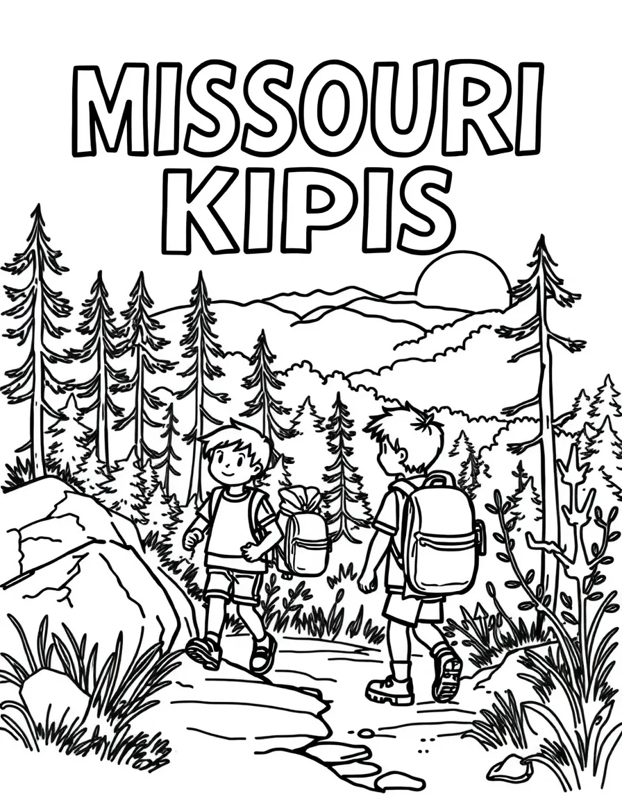 (Missouri) Kids hiking in a Missouri state park