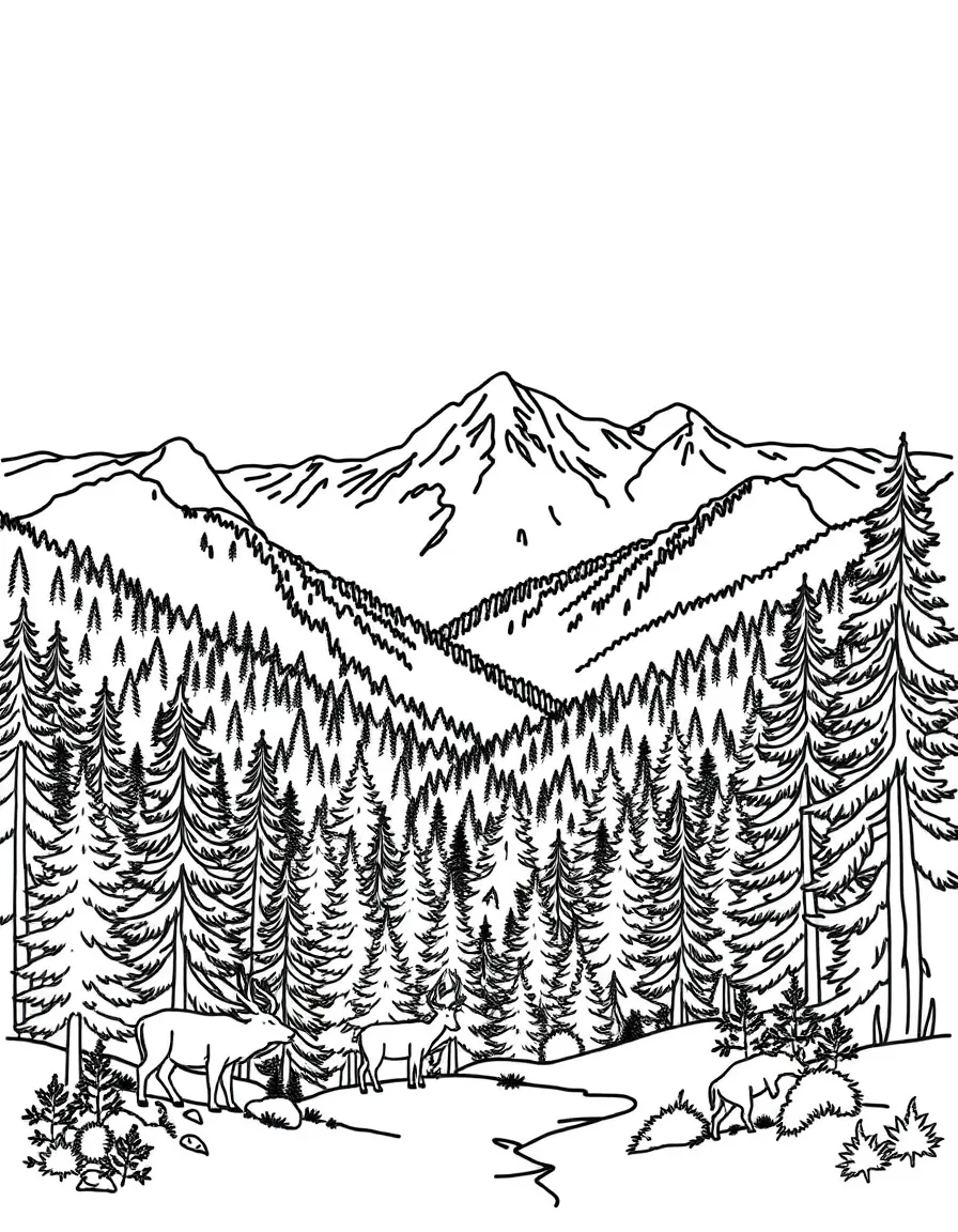 (North Carolina) Great Smoky Mountains with trees and wildlife