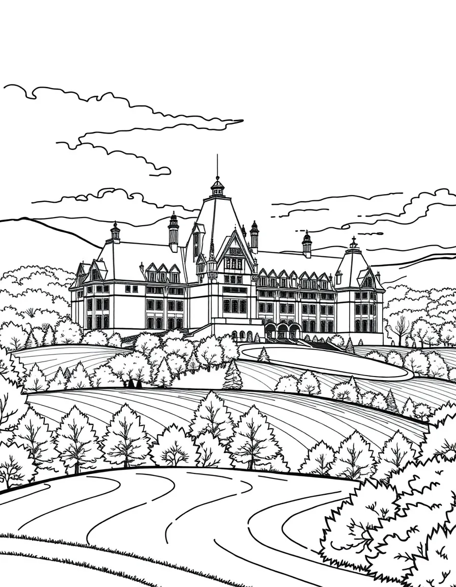 (North Carolina) Historic Biltmore Estate with rolling hills