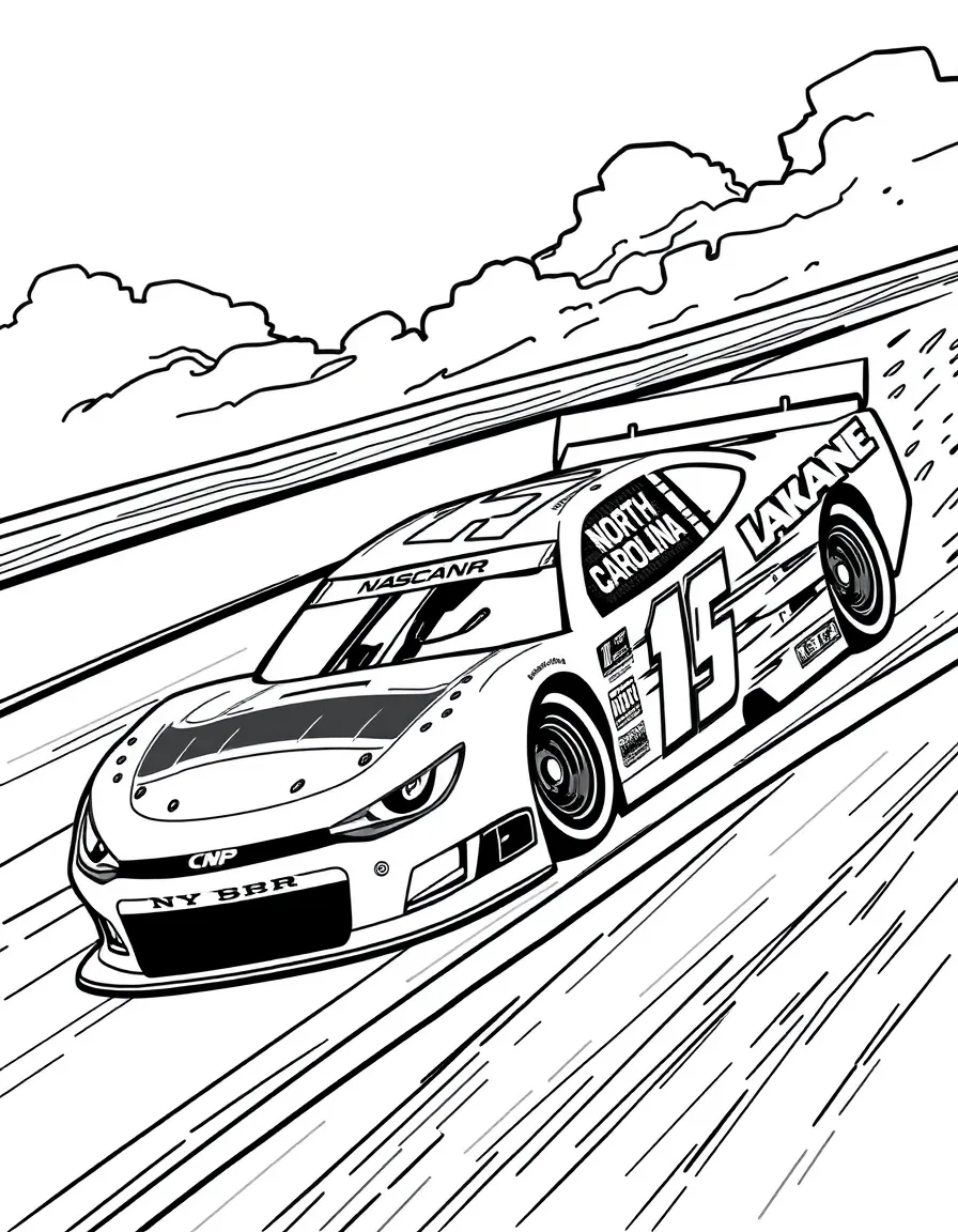 (North Carolina) A Nascar race car zooming on a track