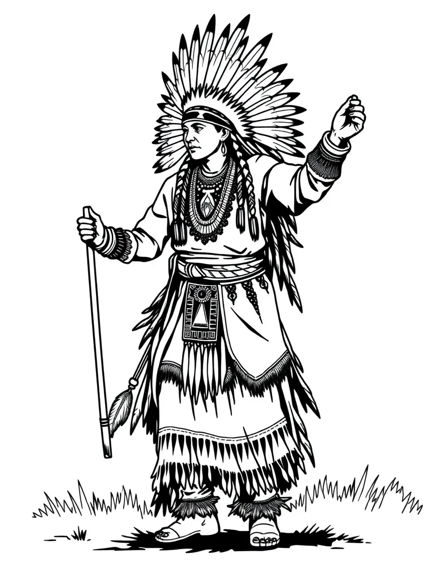(North Carolina) Cherokee dancer in traditional attire