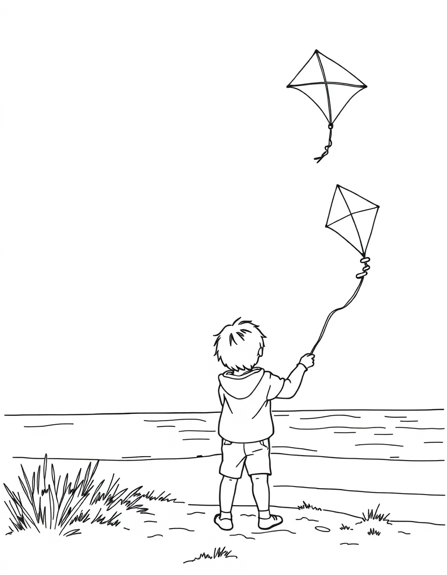 (North Carolina) A child with a kite at the coast