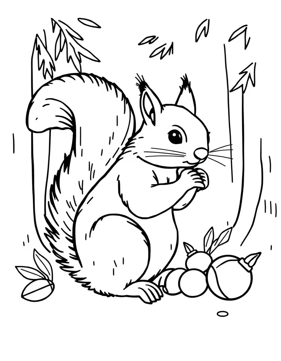 (North Carolina) A squirrel with acorns in a pine forest