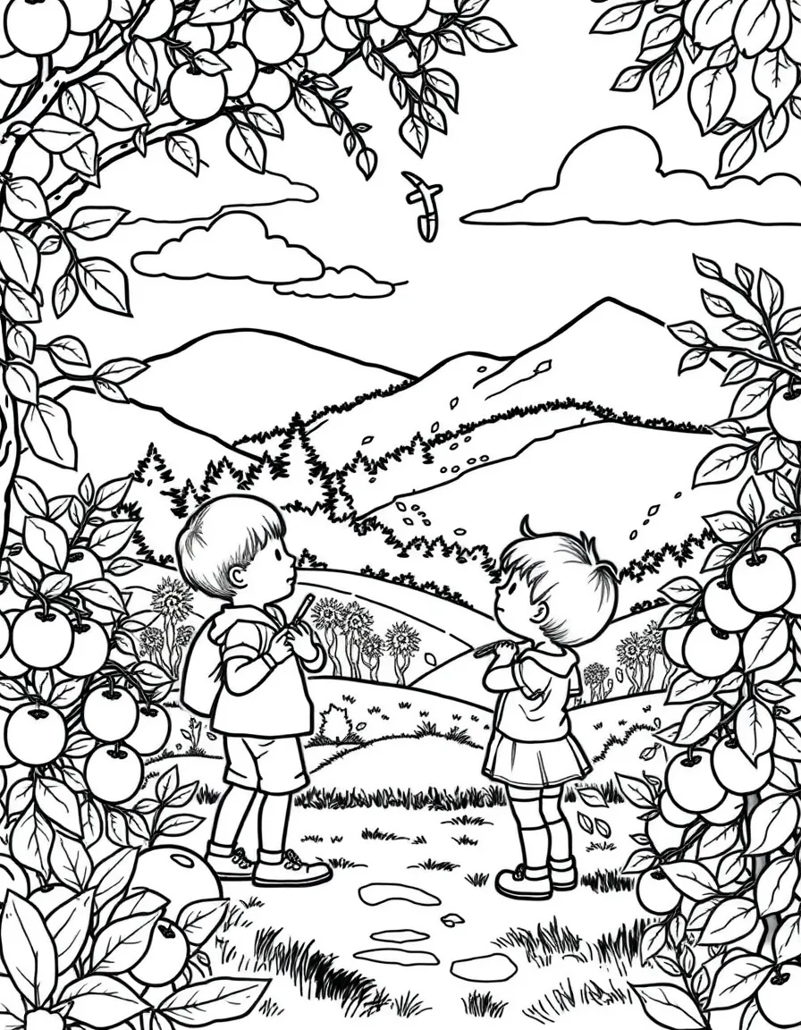 (North Carolina) Children apple picking in the mountains
