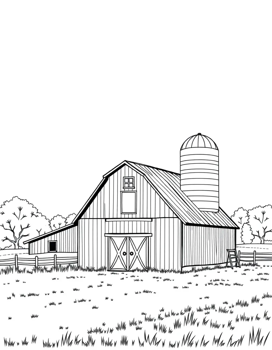 (Wisconsin) A barn with a silo in rural Wisconsin
