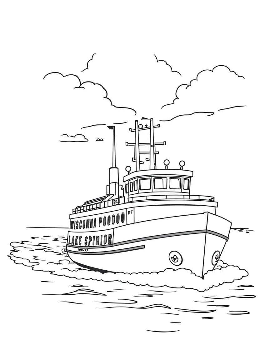 (Wisconsin) A ferry boat on Lake Superior