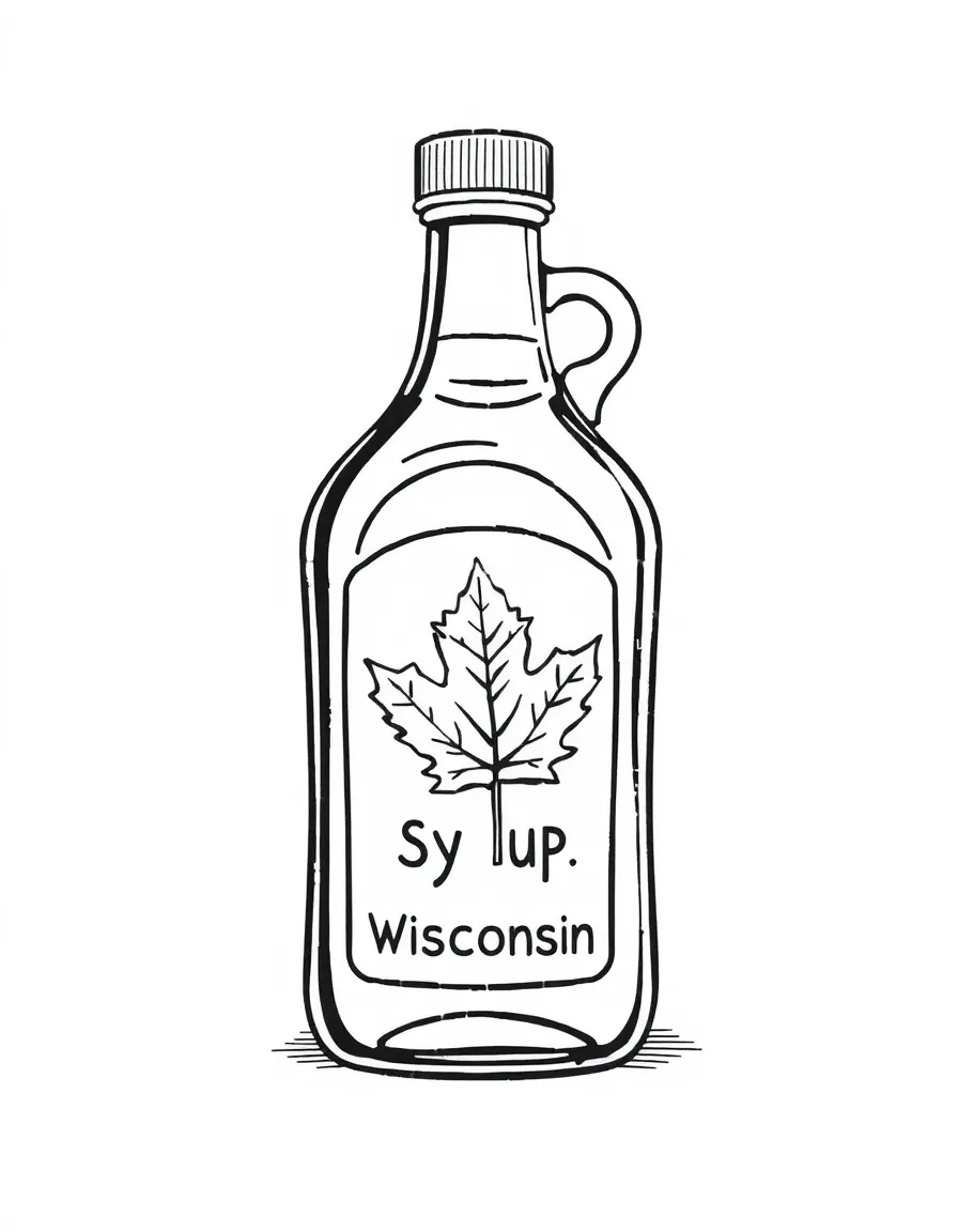 (Wisconsin) A maple syrup bottle with a leaf label