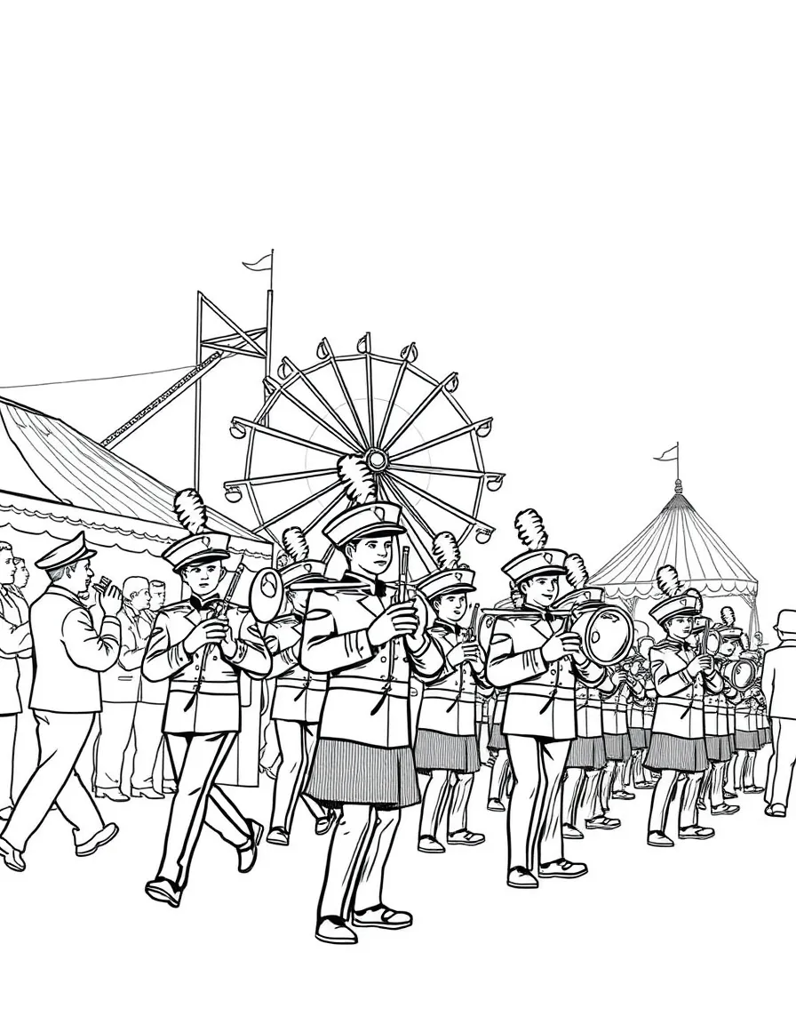 (Wisconsin) A marching band at a state fair