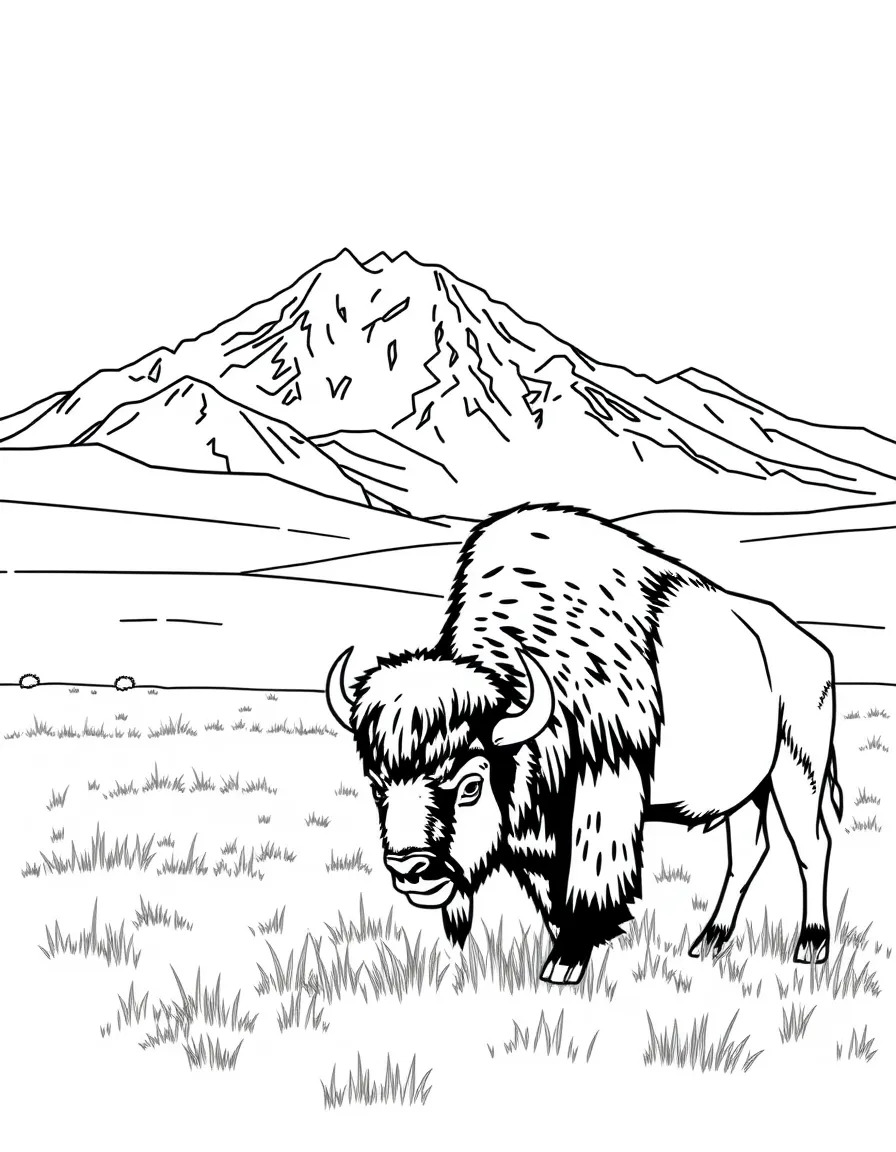 (Montana) Bison grazing in a Montana prairie