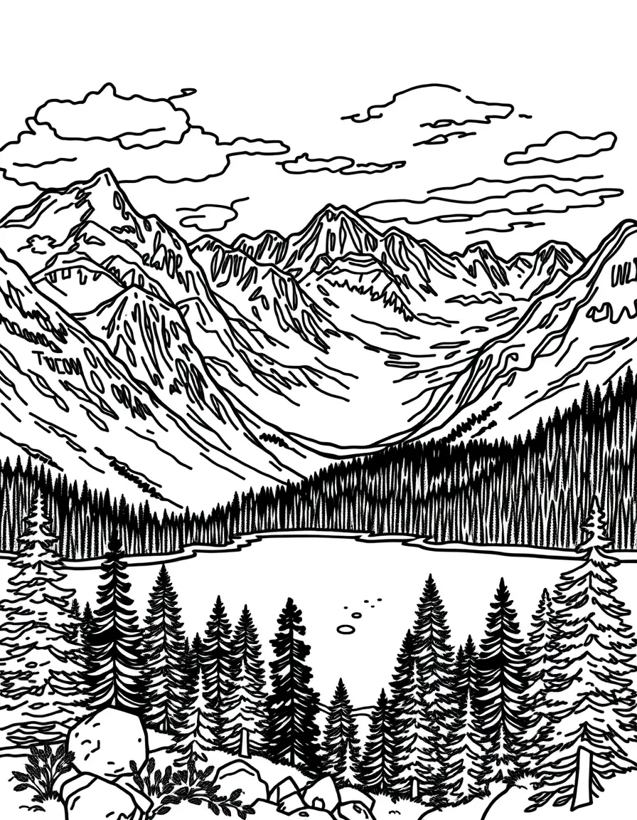 (Montana) Glacier National Park with mountains and lakes