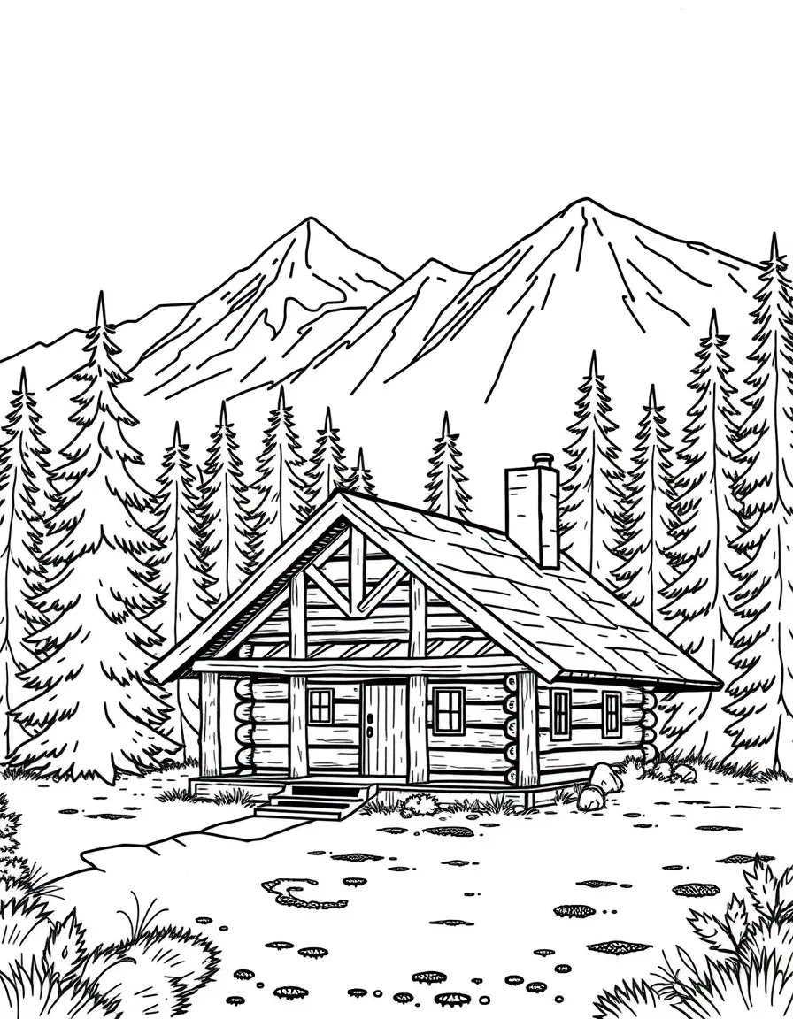 (Montana) A log cabin in the woods of Montana