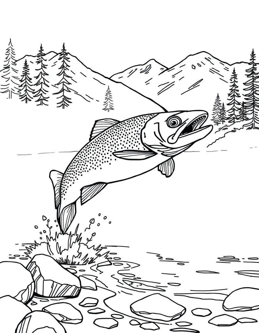 (Montana) A trout jumping out of a clear Montana stream
