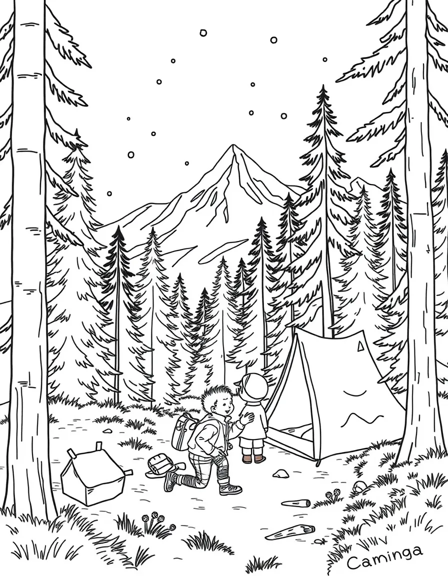 (Montana) A child camping in a Montana forest