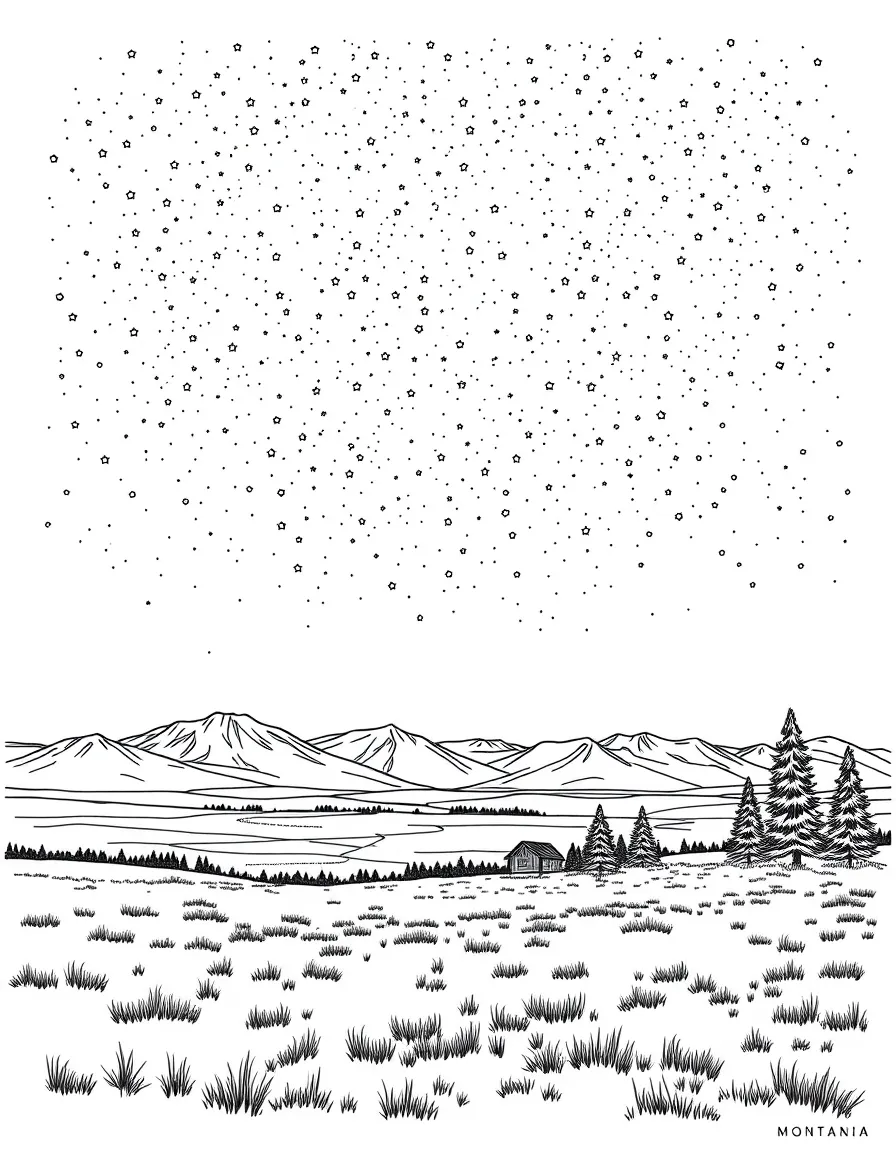 (Montana) A big sky with stars over Montana plains