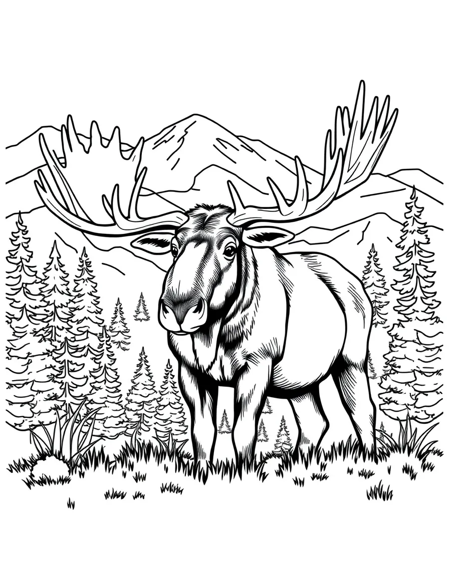 (Montana) A wild moose in the Montana wilderness
