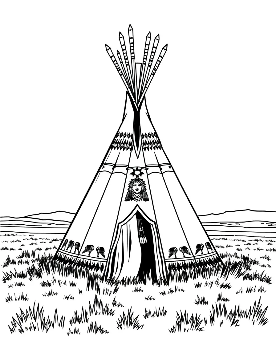 (Montana) A Native American tipi on the plains