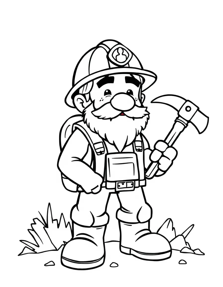(Montana) A Montana miner with a pickaxe and helmet