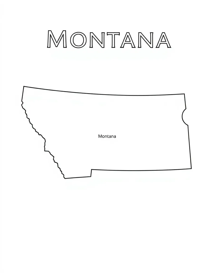 (Montana) The outline of Montana with major cities labeled