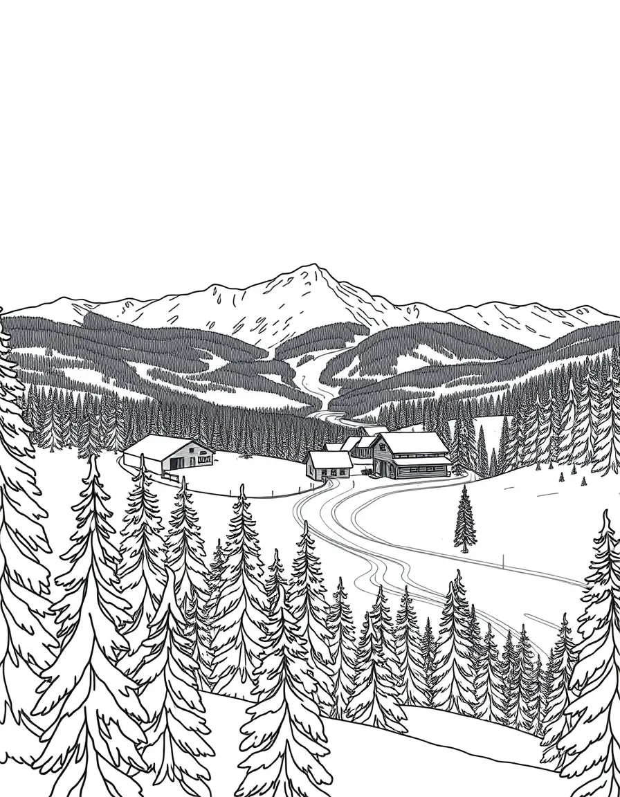 (Montana) A snow-covered ski resort in Montana