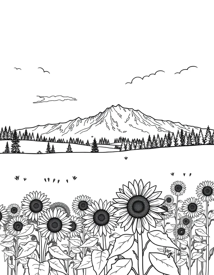 (Montana) A sunflower field under the Montana sky