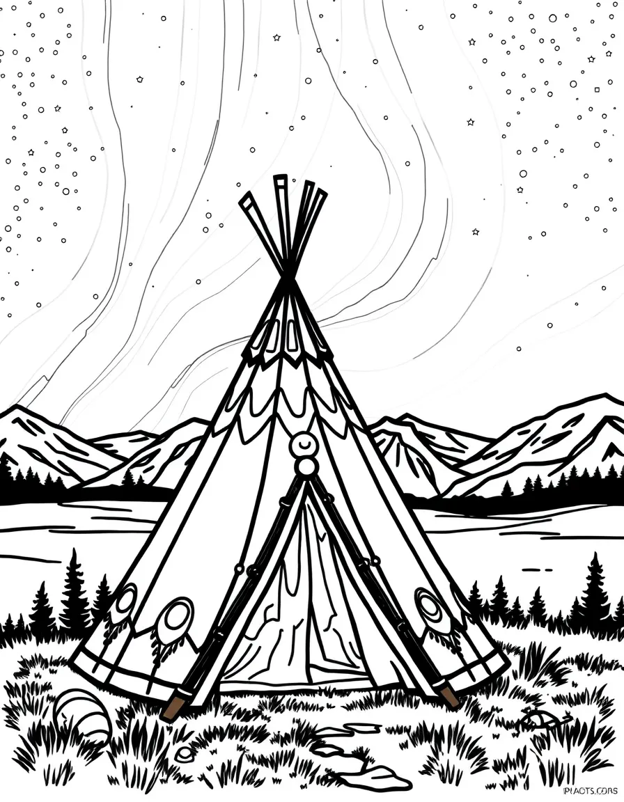 (Montana) A tipi under the Northern Lights