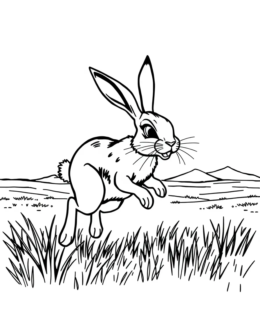 (Montana) A jackrabbit hopping across the plains