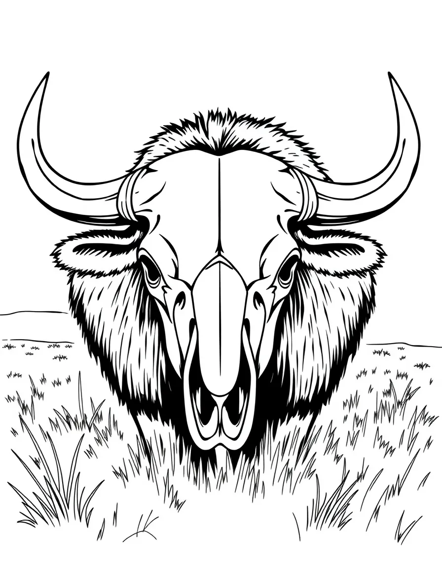 (Montana) A buffalo skull in a dry field