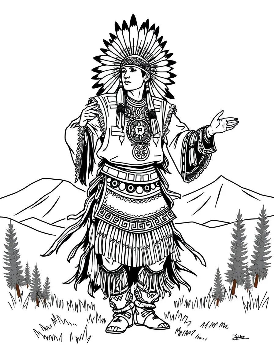 (Montana) A traditional Native American dancer