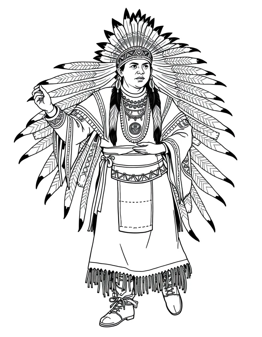 (South Dakota) A traditional Native American dancer in regalia