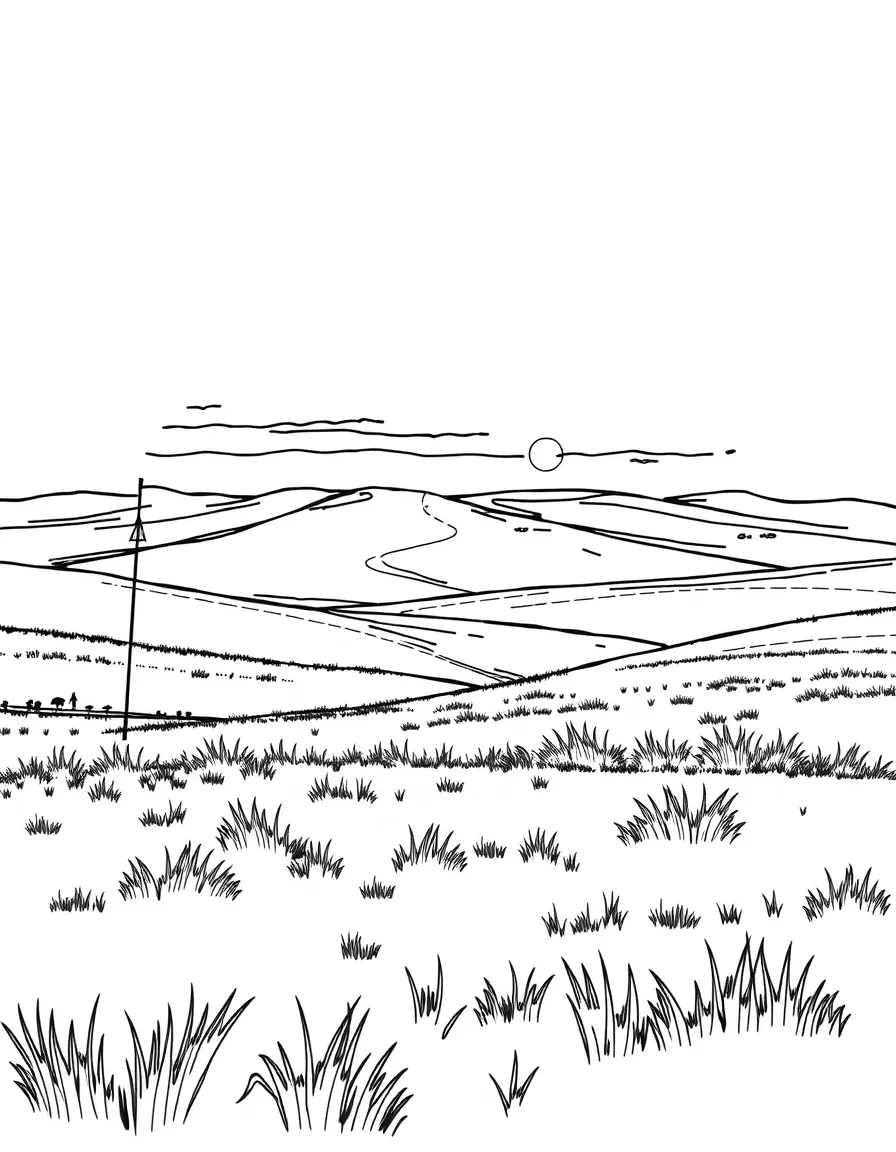 (South Dakota) A prairie landscape with grass and rolling hills