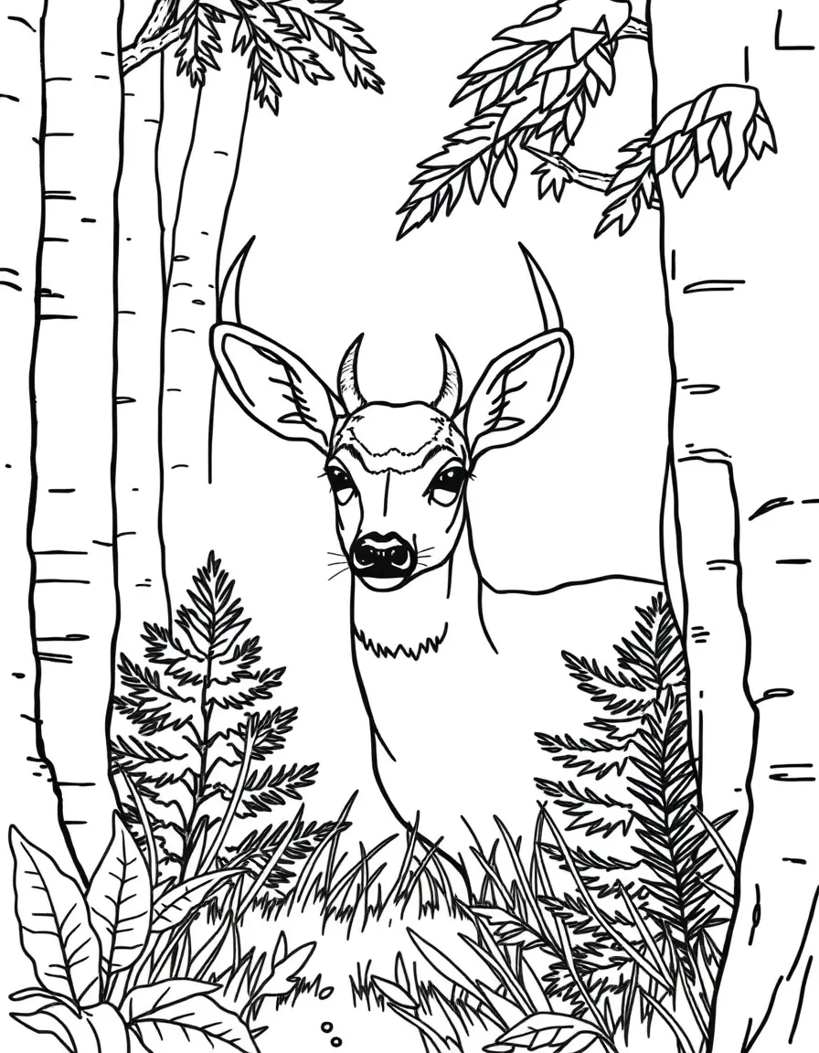 (South Dakota) A white-tailed deer peeking through the forest