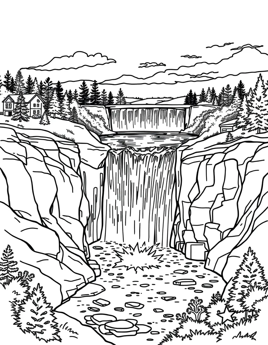 (South Dakota) Sioux Falls waterfall in the city of Sioux Falls