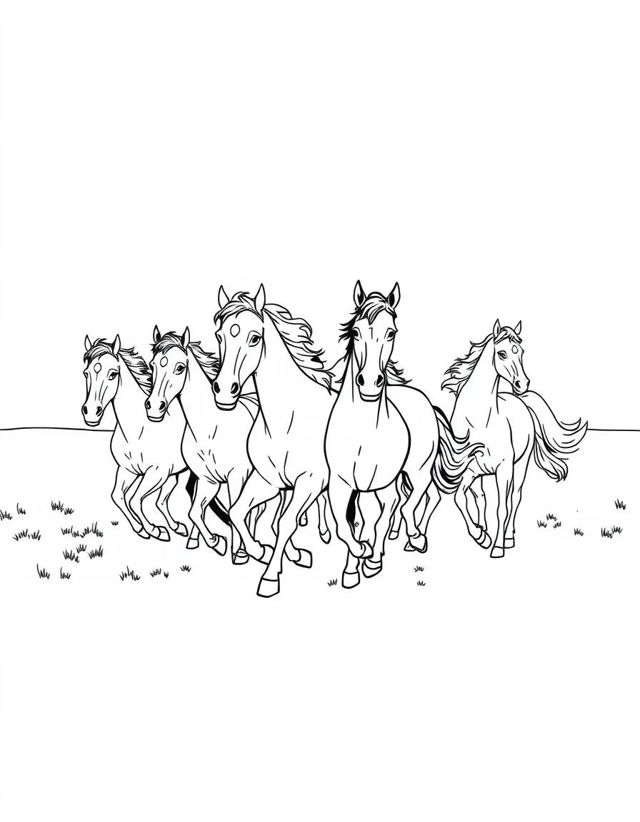 (South Dakota) A herd of wild horses running