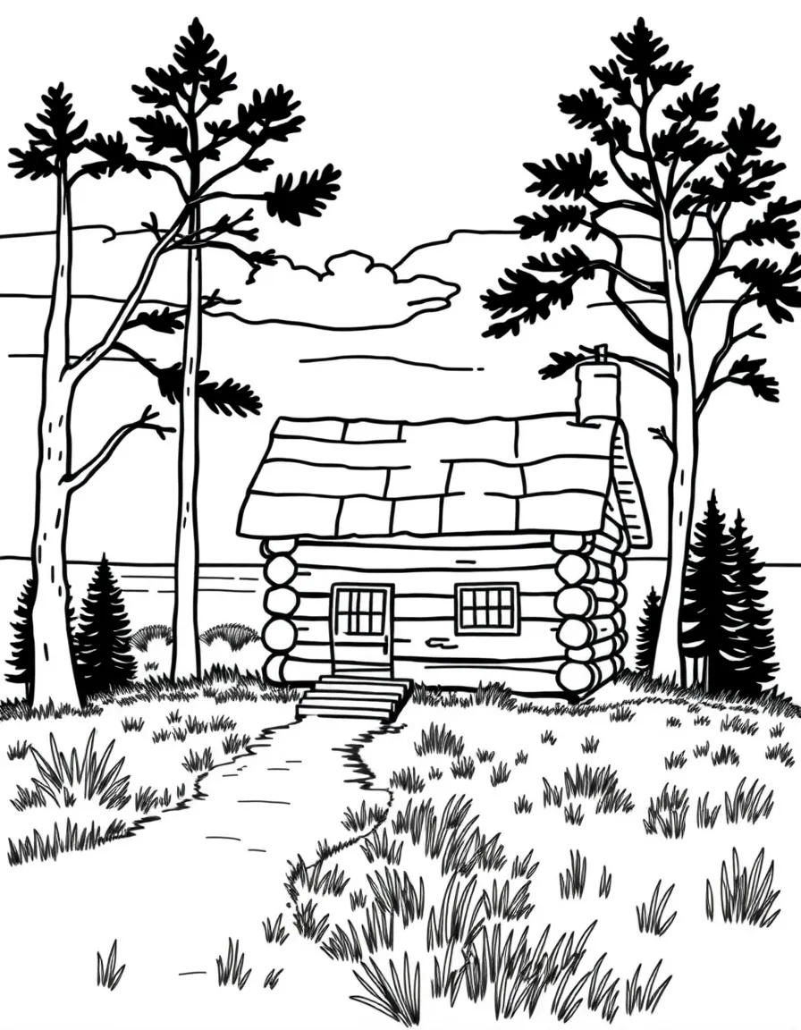 (South Dakota) A log cabin on the prairie