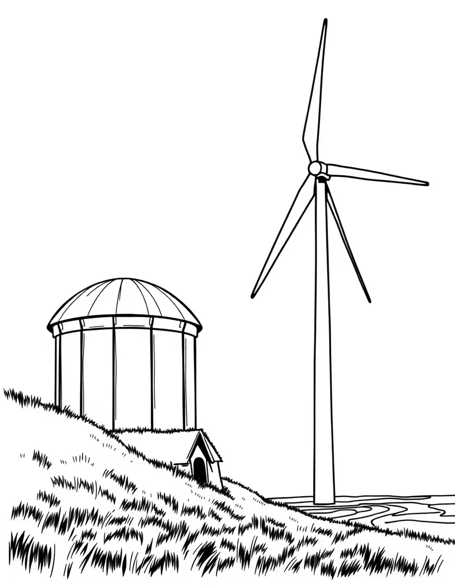 (South Dakota) A wind turbine on a South Dakota farm
