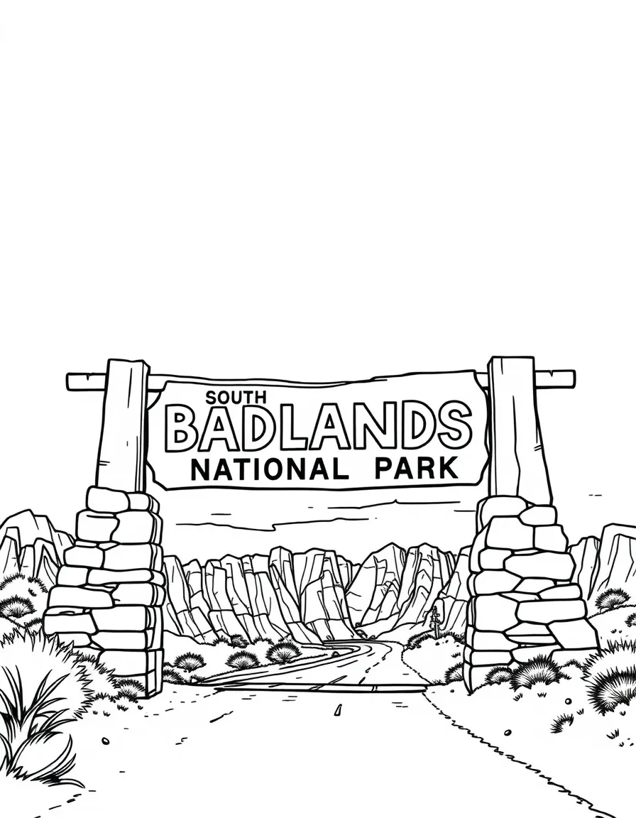 (South Dakota) The entrance sign to Badlands National Park