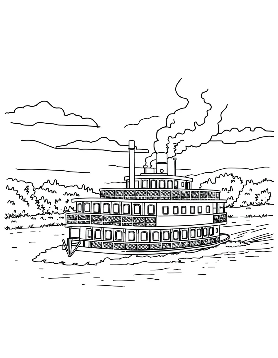 (South Dakota) A riverboat on the Missouri River