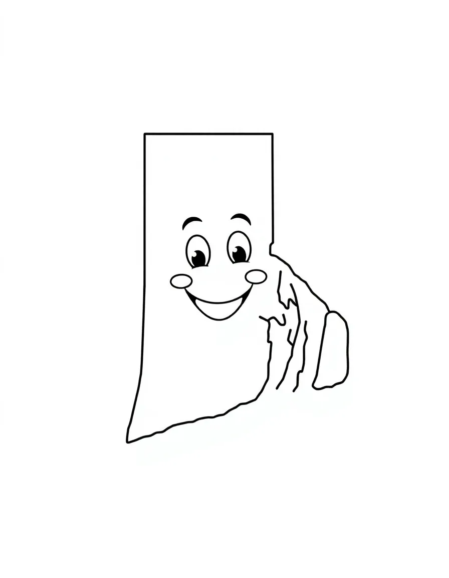 (Rhode Island) The Rhode Island state outline with a smiling face