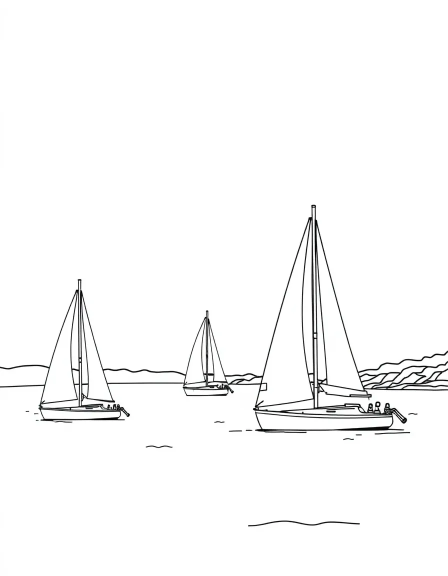 (Rhode Island) Sailboats in Narragansett Bay