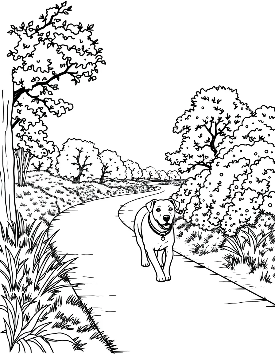 (Rhode Island) A dog walking on East Bay Bike Path