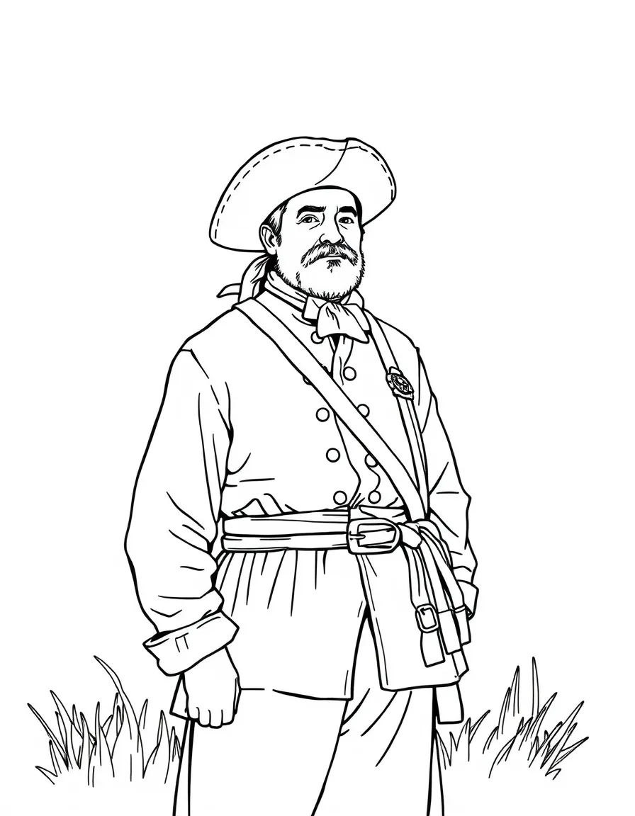 (Rhode Island) A historical reenactor in colonial clothing