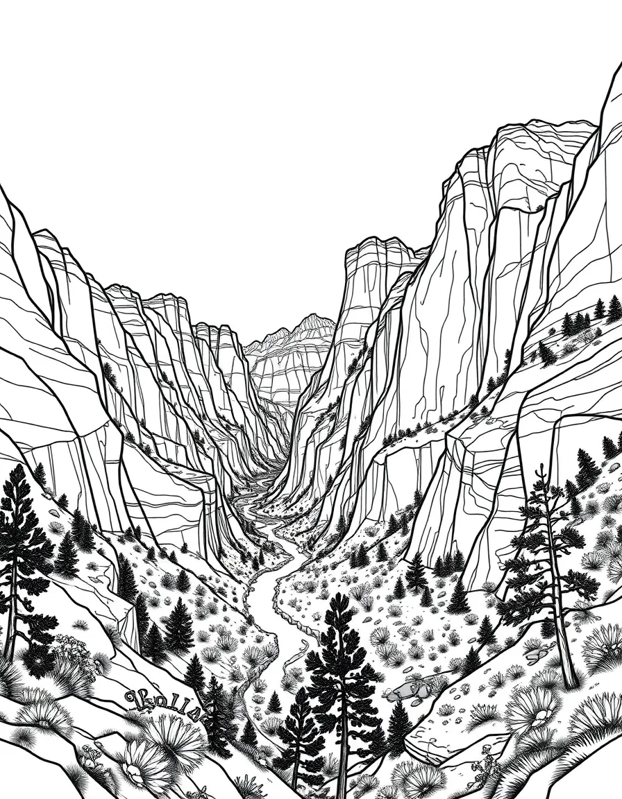 (Utah) Zion National Park canyon scene