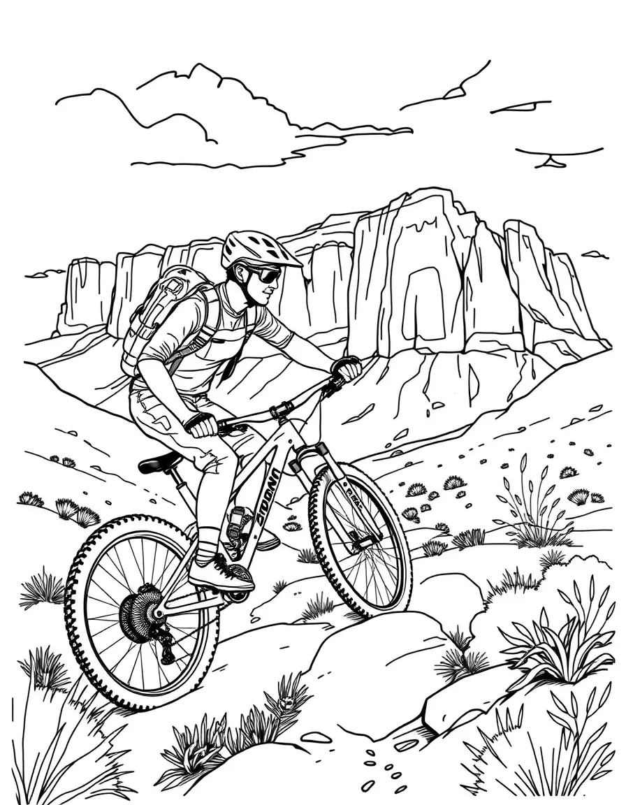 (Utah) A mountain biker in Moab