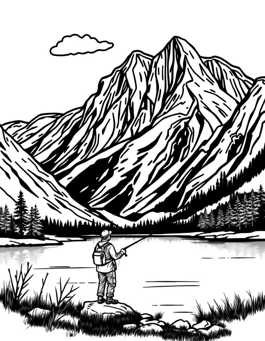 (Utah) A fisherman on a mountain lake
