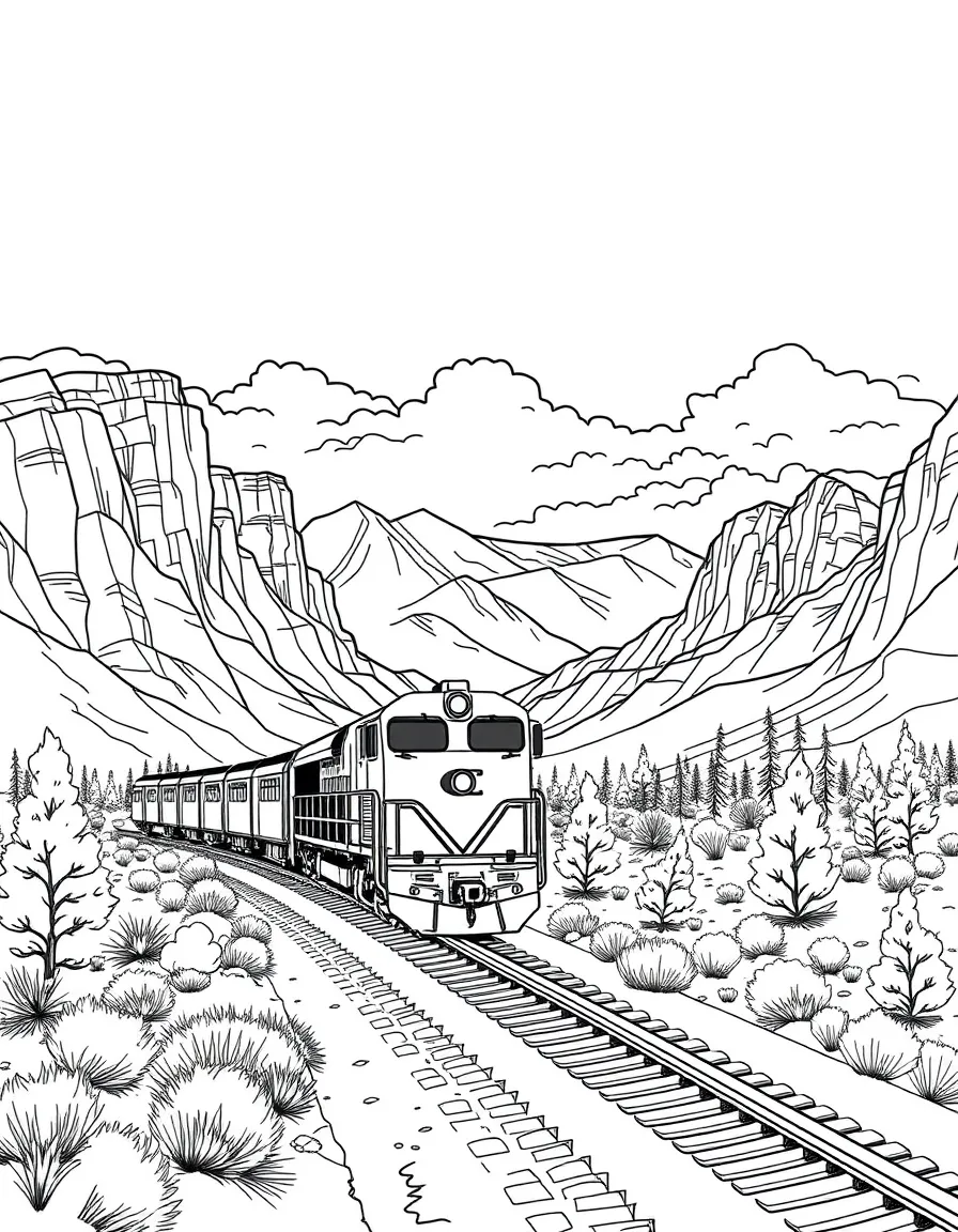 (Utah) A train traveling through Utah’s mountains