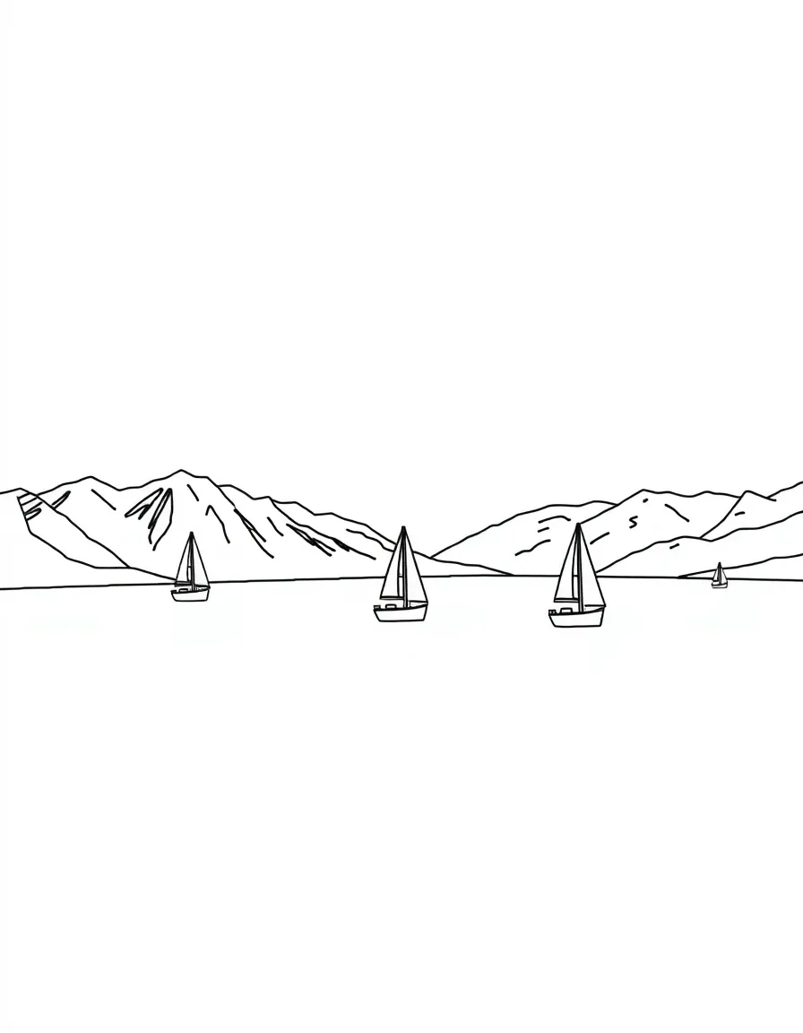 (Utah) The Great Salt Lake with sailboats