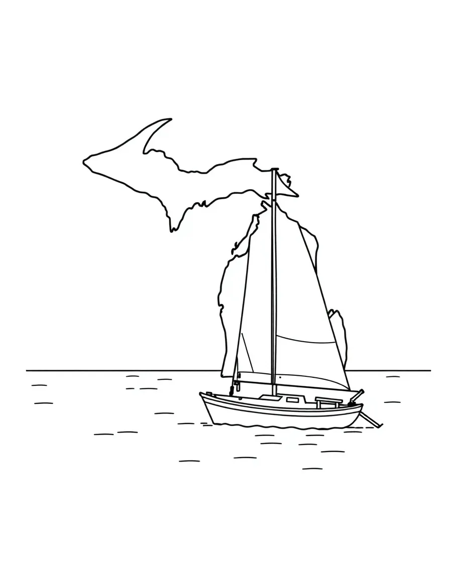 (Michigan) A sailboat on Lake Huron