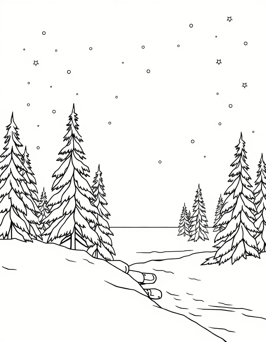 (Michigan) A snowy Michigan winter scene with pine trees